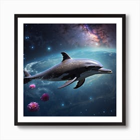 Dolphin In Space Art Print