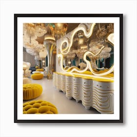 Gold And Yellow Living Room Art Print