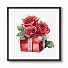 Red Roses In A Gift Box 9 Art Print