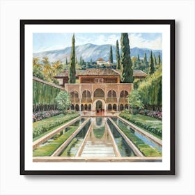 Gardens Of Alhambra 1 Spain Vintage Botanical A Art Print