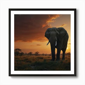 Sunset Elephant Art Print