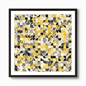 Yellow And Black Squares Art Print