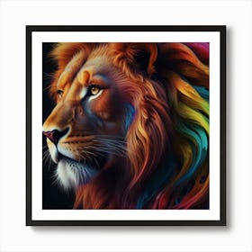 Coloured lion Art Print