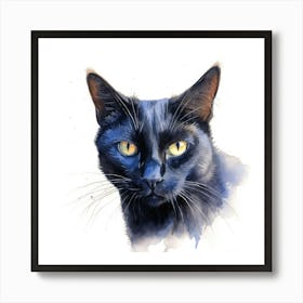 California Spangled Black Cat Portrait Art Print