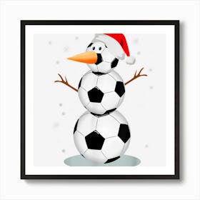 Soccer Snowman Santa Hat Christmas Soccer Lover Kids Art Print