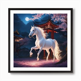 White Horse In The Night Art Print