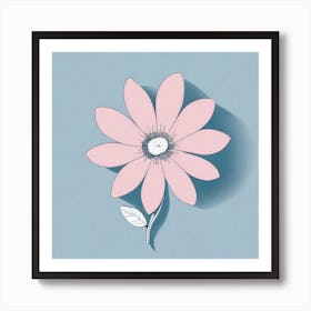 A White And Pink Flower In Minimalist Style Square Composition 401 Art Print