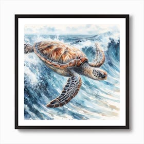 Sea Turtle Watercolour Art Print 4 Art Print