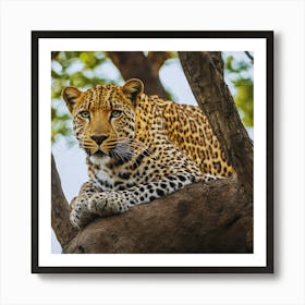 Leopard Sitting In Tree Art Print