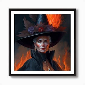 Witch On Fire Art Print