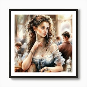 Lady At A Table Art Print
