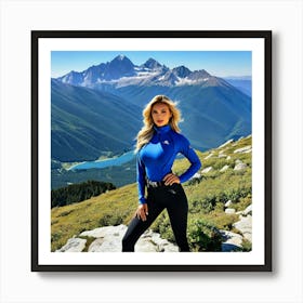 Woman In A Mountain Top Pose Art Print