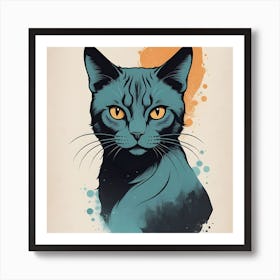 Blue Cat Canvas Print Art Print