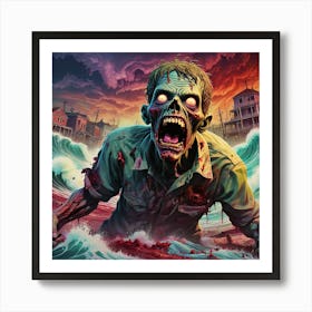 Zombies On The Beach 1 Art Print