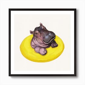 Happy Hippo Square Art Print