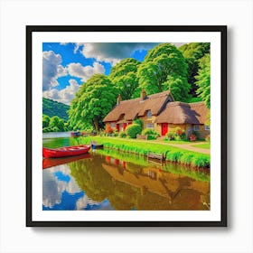 Cottage By The Water Art Print