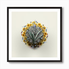 Vintage Spanish Bluebell Flower Wreath on Ivory White n.1216 Art Print