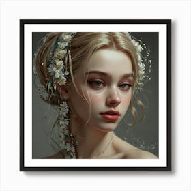 Girl In A Flower Crown Art Print