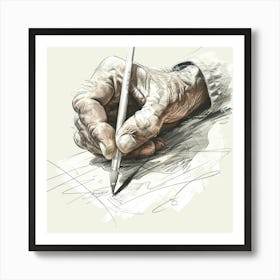 Old Man Writing Art Print