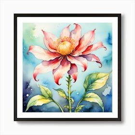 Pink Flower Watercolor Painting Art Print