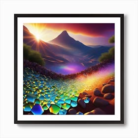 Rainbows In The Mountains Art Print