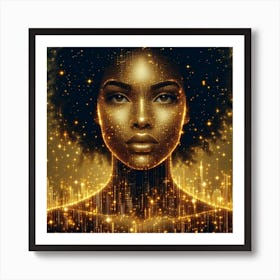 Woman With Golden Lights Art Print