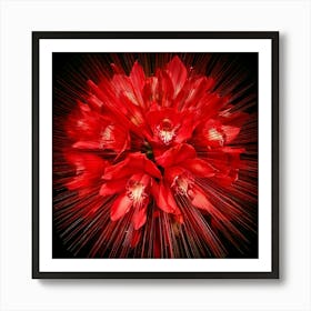 Firefly Explosion, Red, Orchids, Vibrant, Colorful, Floral, Dynamic, Dramatic, Vivid, Petals, Burst, (9) Art Print