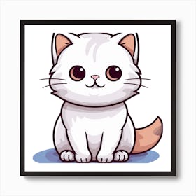 Cute White Cat Art Print