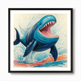 Blue Whale Drawing 2 Art Print