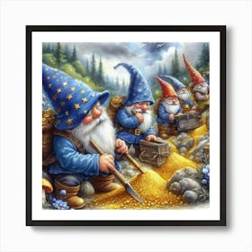 Gnomes In Gold 1 Art Print