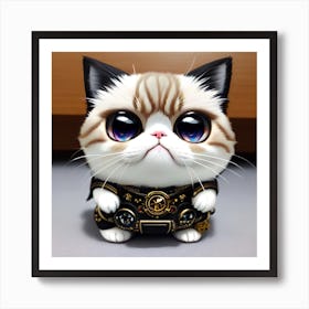 Anime "grumpy cat" surreal sci-fi Gothic steampunk limited edition 1/9 cyborg pet Art Print