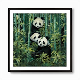 Panda Bears In Bamboo Forest Art Print