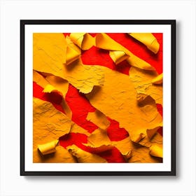 Abstract Background With Torn Paper,Torn paper background texture in yellowred color Art Print