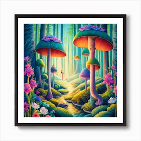 Mushroom Forest Art Print