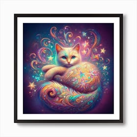 Cat With Stars Art Print