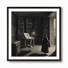 Man In A Library Art Print
