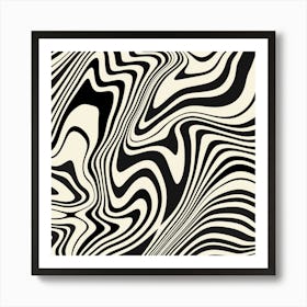 Retro Black Swirl Abstract Pattern Art Print