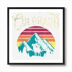 Retro Colorado Co Mountains Wildlife Bighorn Sheep Art Print