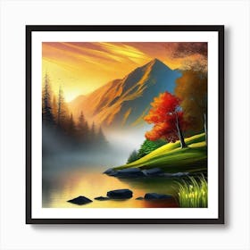 Sunset By The Lake 37 Art Print