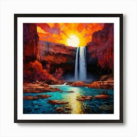 Sunset At The Falls 1 Art Print