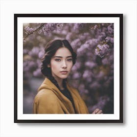 Asian Woman In A Yellow Coat Art Print