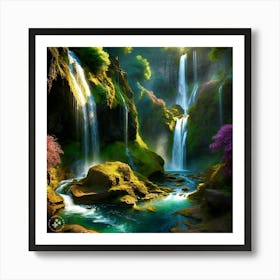 Waterfalls In The Forest Art Print