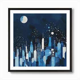 Cityscape At Night 11 Art Print