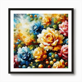 Colorful Roses oil painting abstract painting art 9 Art Print