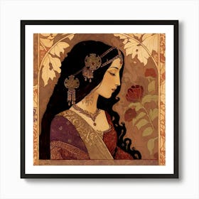 Woman With Long Hair Art Print