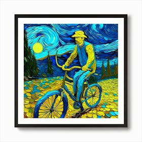 Cycling In The Style Of Van Gogh Art Print