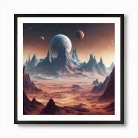 591755 Mountain Range On A Planet In Space Xl 1024 V1 0 Art Print