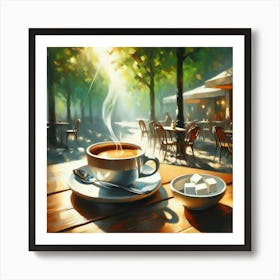 Coffee At Outdoor Cafe Kitchen Restaurant Commercial Art Print