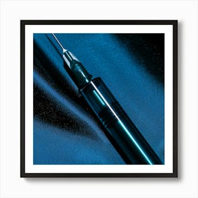 Needle On A Blue Cloth Art Print