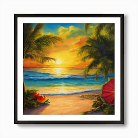 Sunset On The Beach Art Print